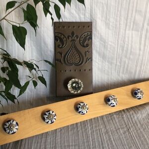 Coat racks jewelry hangers - ceramic drawer pulls & clear door knob as hooks